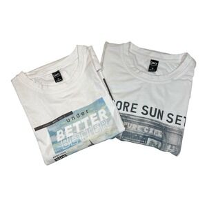Dazy Graphic Print‎ T-Shirt Casual Short Sleeve Top White Size S 2-pack